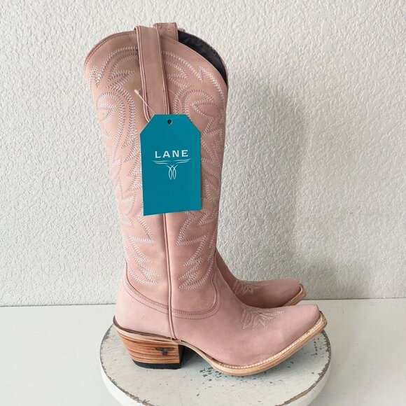 Lane SMOKESHOW Womens Cowboy Boots 7.5 Pink Leather Western Cowgirl Mid Calf - Picture 2 of 11